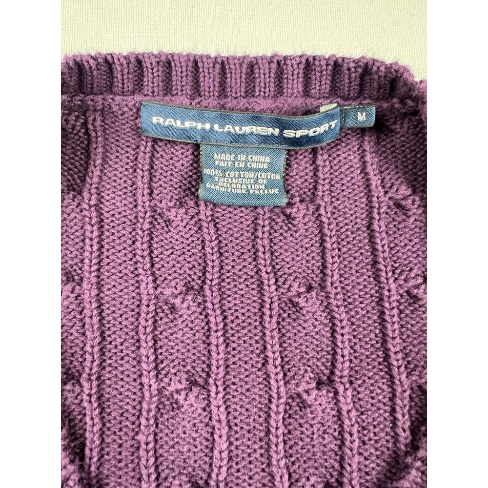 Vintage 90s Ralph Lauren Sport Cable Knit Sweater Women's Medium Classic Preppy - Picture 3 of 7